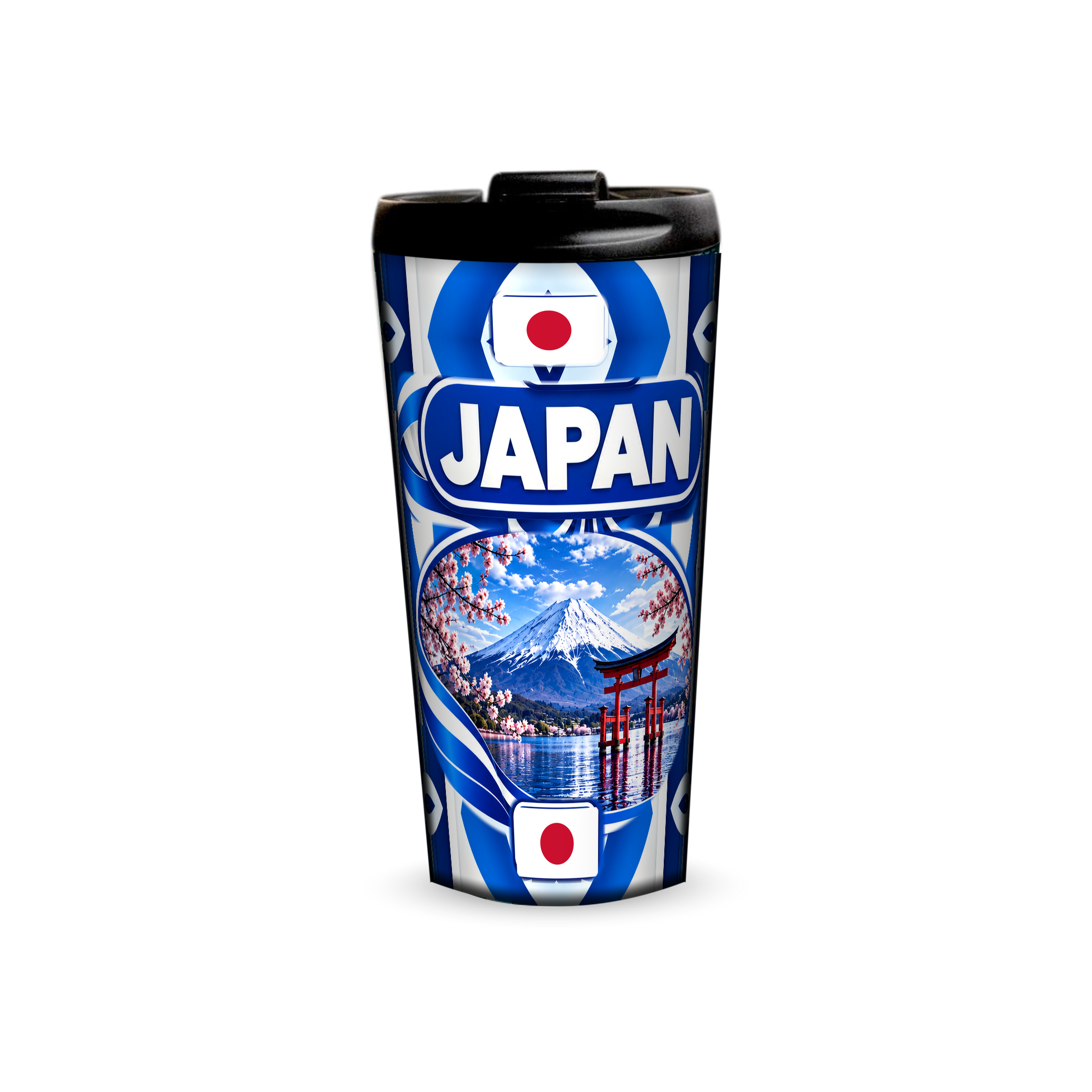 Japan 480ml tumbler front view with country design