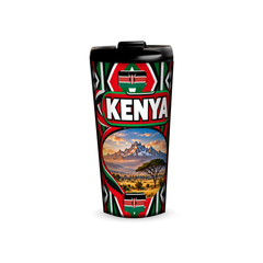 Kenya 480ml tumbler front view with country design