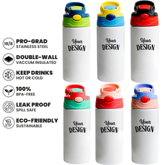 Custom Kids Water Bottle with Pop Lid & Straw – 350ML & 500ML