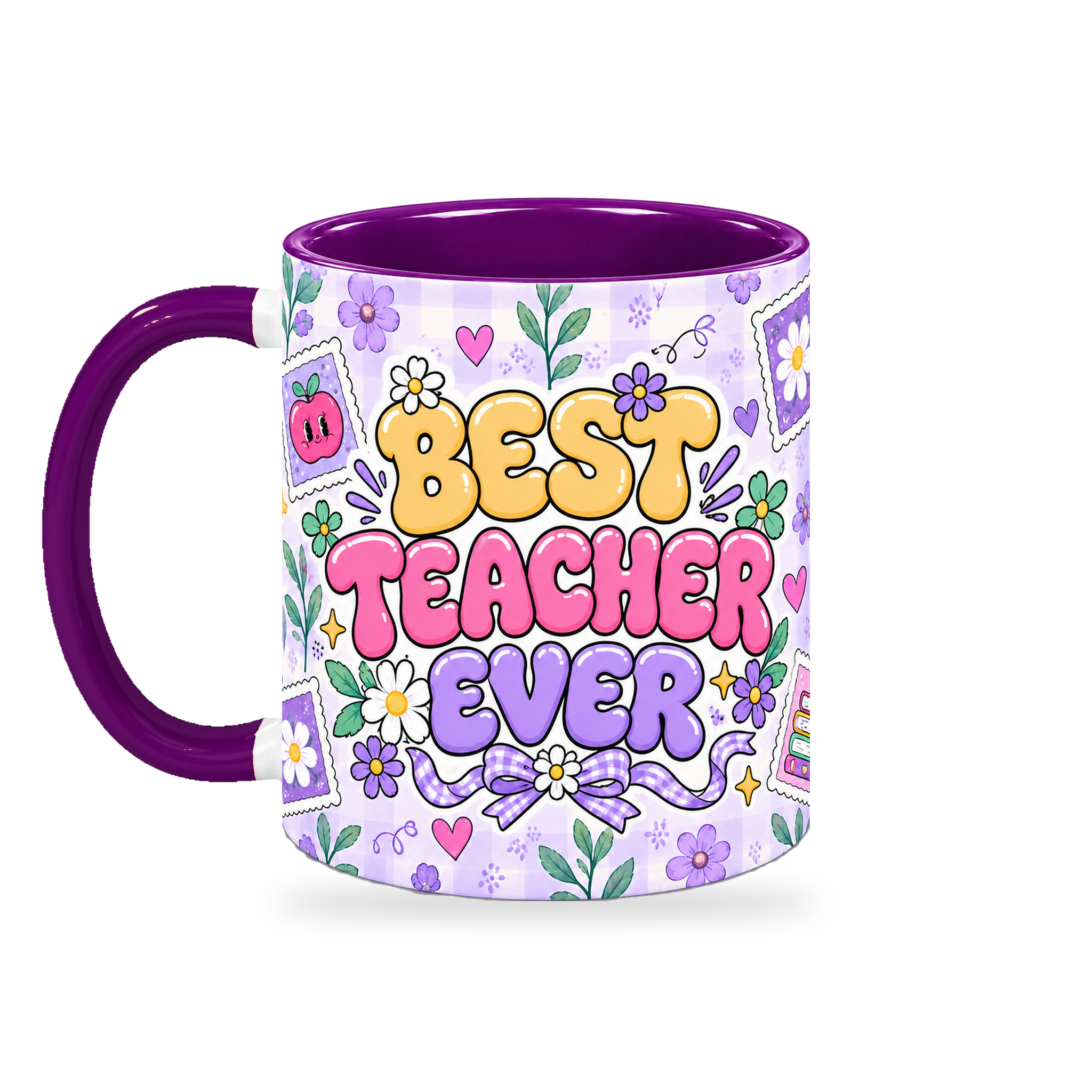 Lavender Postage Teacher Mug – 320ml — left view on a transparent background