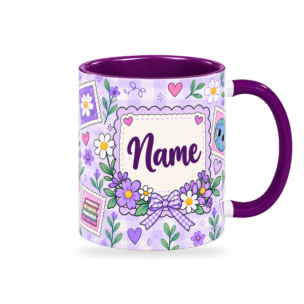 Lavender Postage Teacher Mug – 320ml, right view on a transparent background