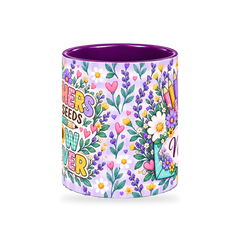 Lavender Seed Garden Teacher Mug – 320ml — center view on a transparent background