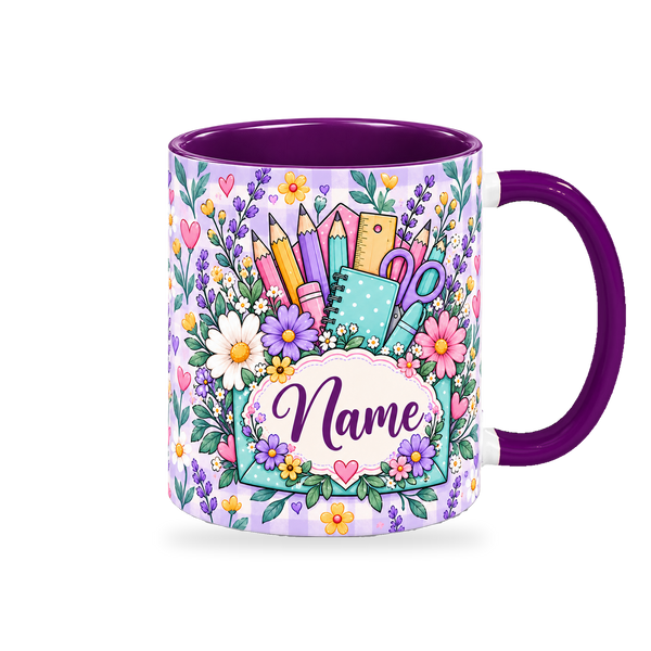Lavender Seed Garden Teacher Mug – 320ml, right view on a transparent background