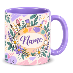 Lilac Art Studio Teacher Mug, light purple – handle on the right, Name