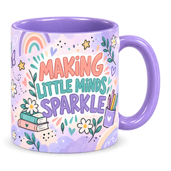 Lilac Classroom Confetti Teacher Mug, light purple – handle on the right, MAKING LITTLE MINDS SPARKLE