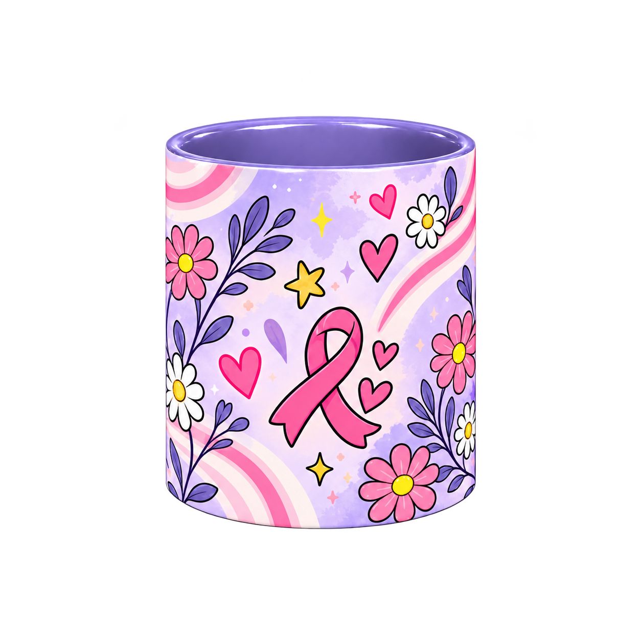 Lilac Pink Club Pinktober Mug – Light Purple, 320ml, centre wrap view