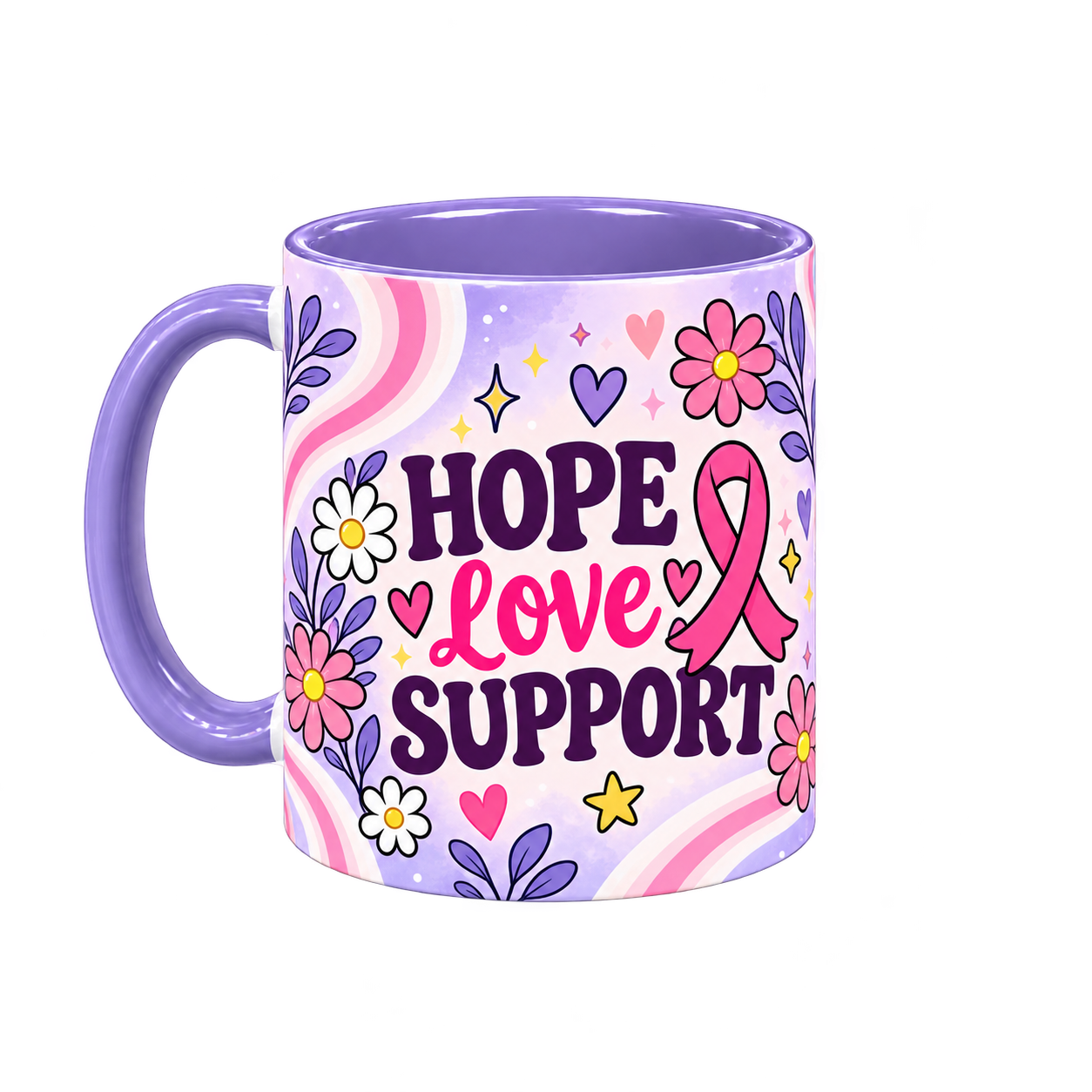 Lilac Pink Club Pinktober Mug – Light Purple, 320ml, left handle view