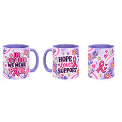 Lilac Pink Club Pinktober Mug – Light Purple, 320ml, three-view overview