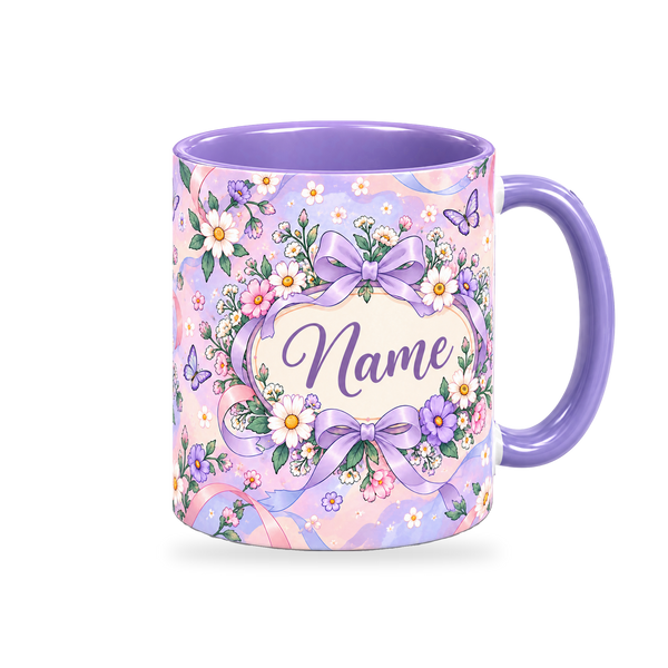 Lilac Ribbon Garden Teacher Mug – 320ml, right view on a transparent background