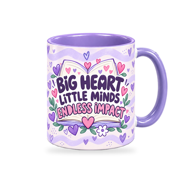Lilac Tiny Hearts Teacher Mug – 320ml, right view on a transparent background