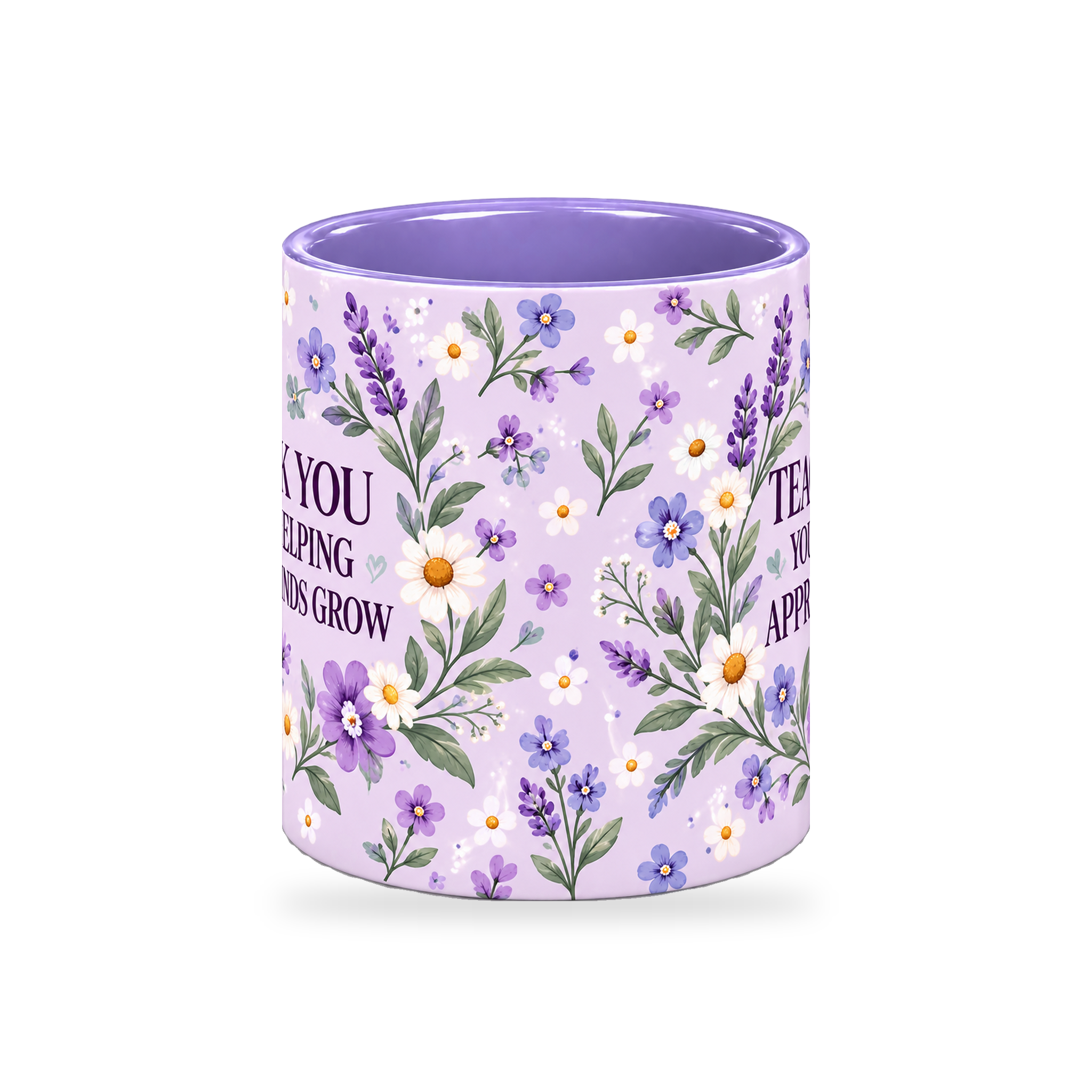 Lilac Wildflower Meadow Teacher Mug – 320ml — center view on a transparent background