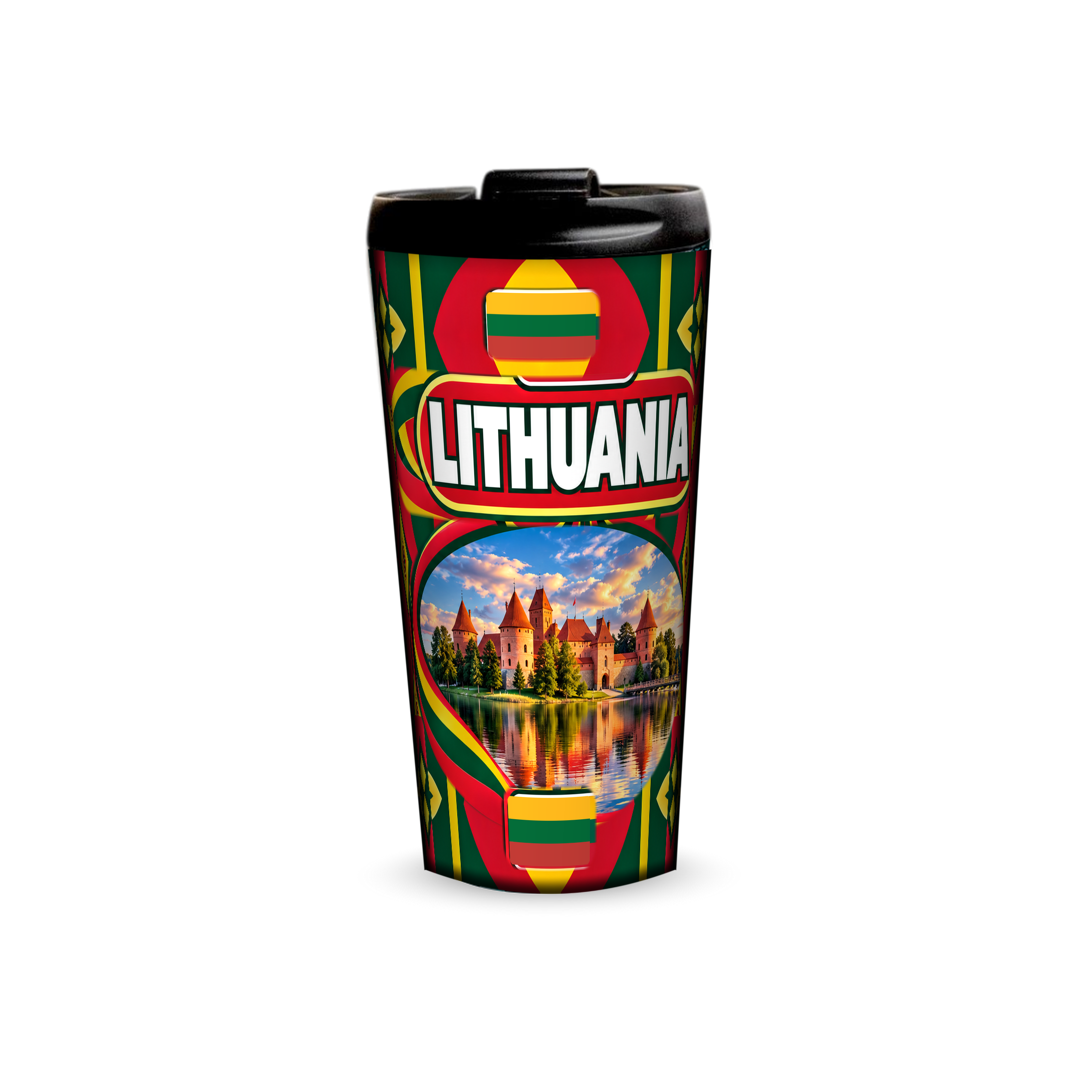 Lithuania 480ml tumbler front view with country design