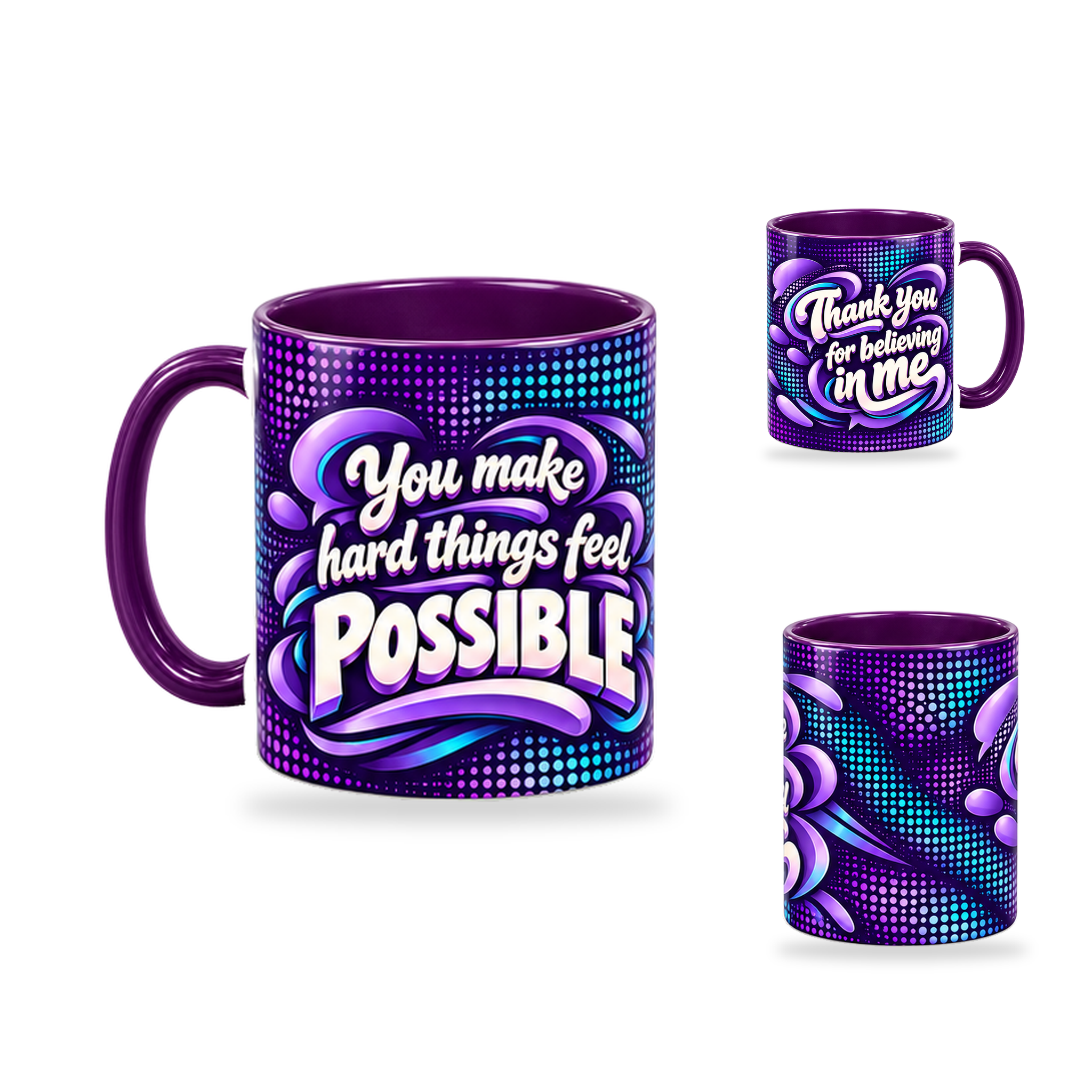 Making Things Possible Mug – 320ml, Purple ceramic mug, opposite-side of the Teacher’s Day artwork