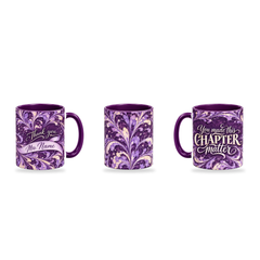 Meaningful Chapter Mug – 320ml, Purple ceramic mug, three-angle overview of the Teacher’s Day artwork