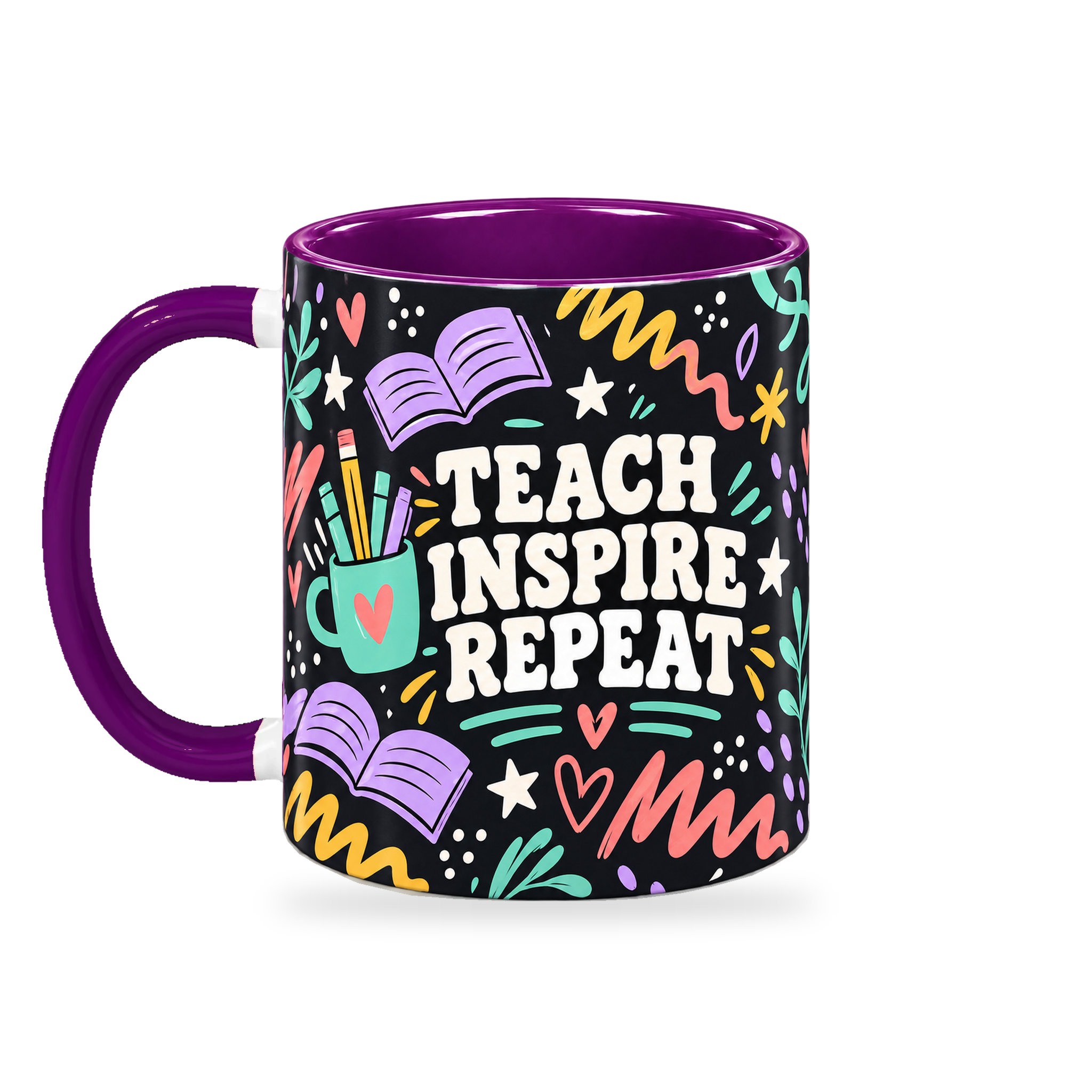 Midnight Bright Ideas Teacher Mug – 320ml — left view on a transparent background