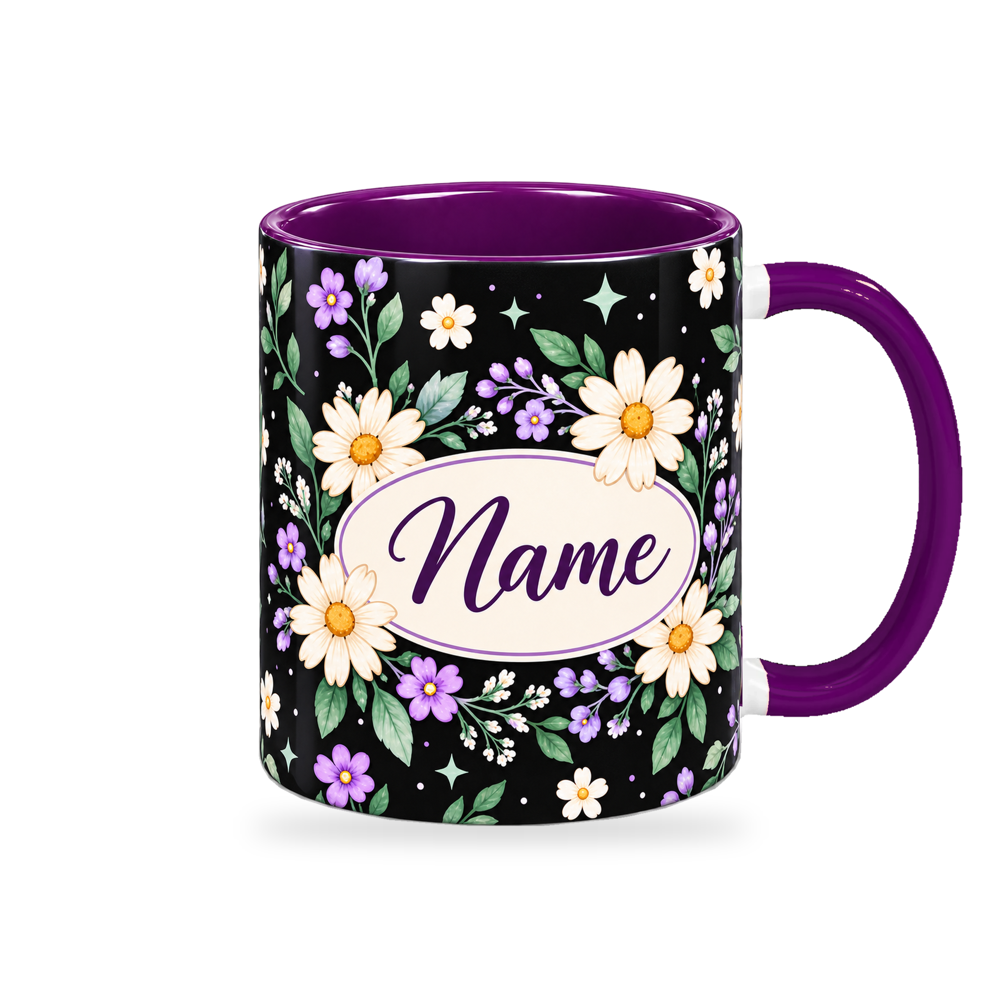 Midnight Daisy Teacher Mug – 320ml — right view on a transparent background