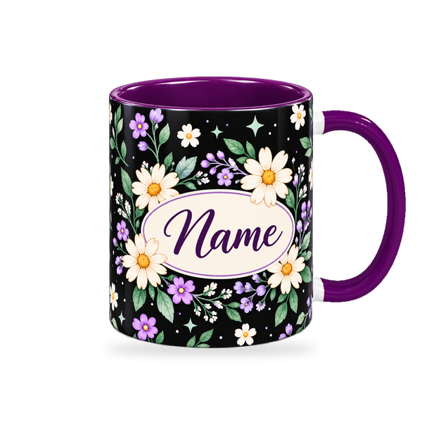 Midnight Daisy Teacher Mug – 320ml, right view on a transparent background