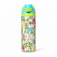 Mint Meadow Free Sip Bottle 720ML with Light Blue-Yellow lid - full wrap bottle