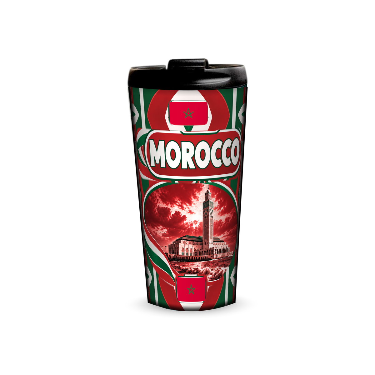 Morocco 480ml tumbler front view with country design
