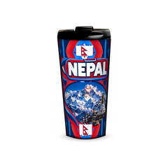 Nepal 480ml tumbler front view with country design