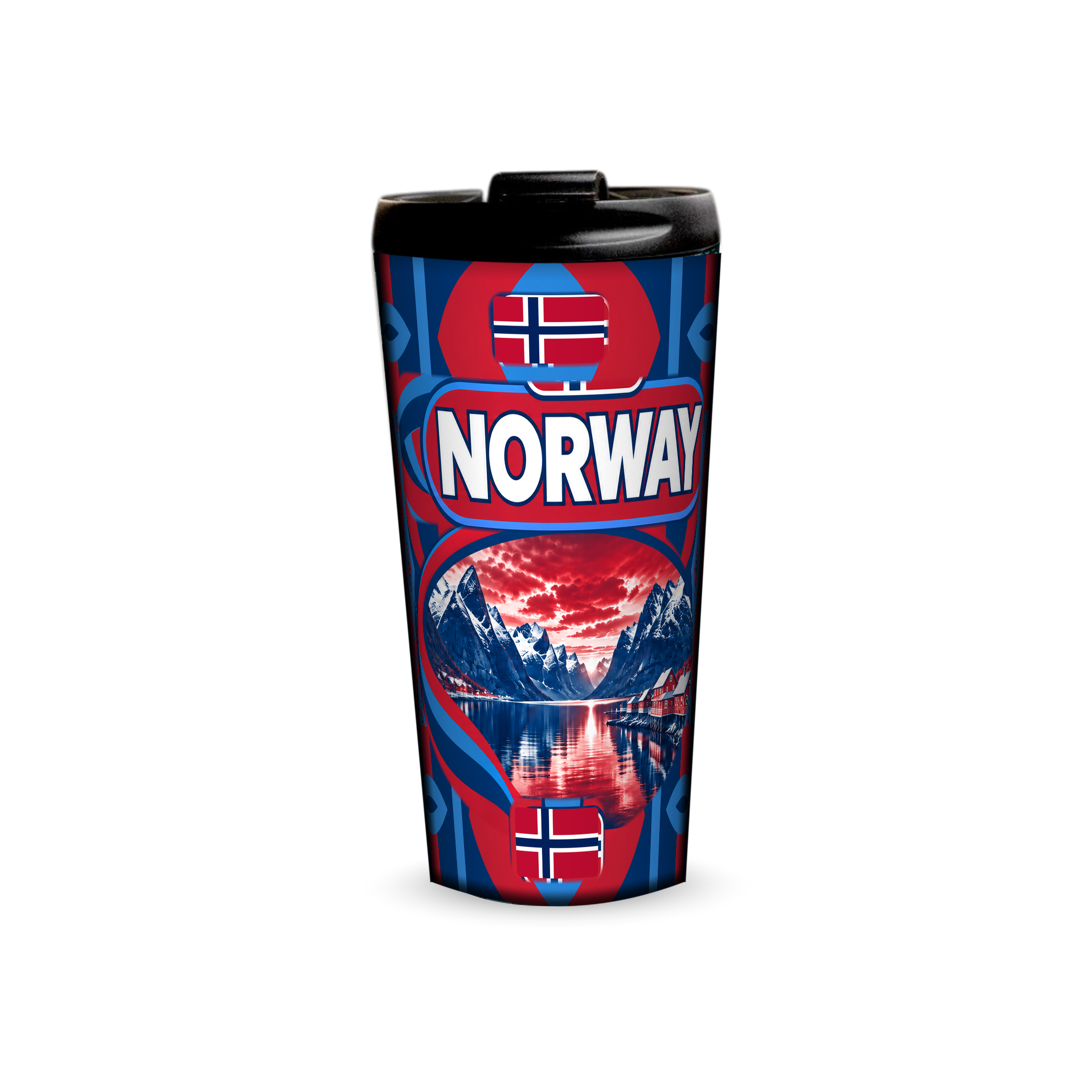Norway 480ml tumbler front view with country design