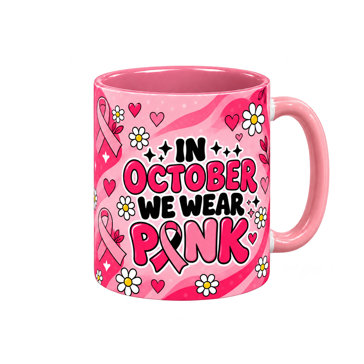 October Pink Pinktober Mug – Pink, 320ml, right handle view