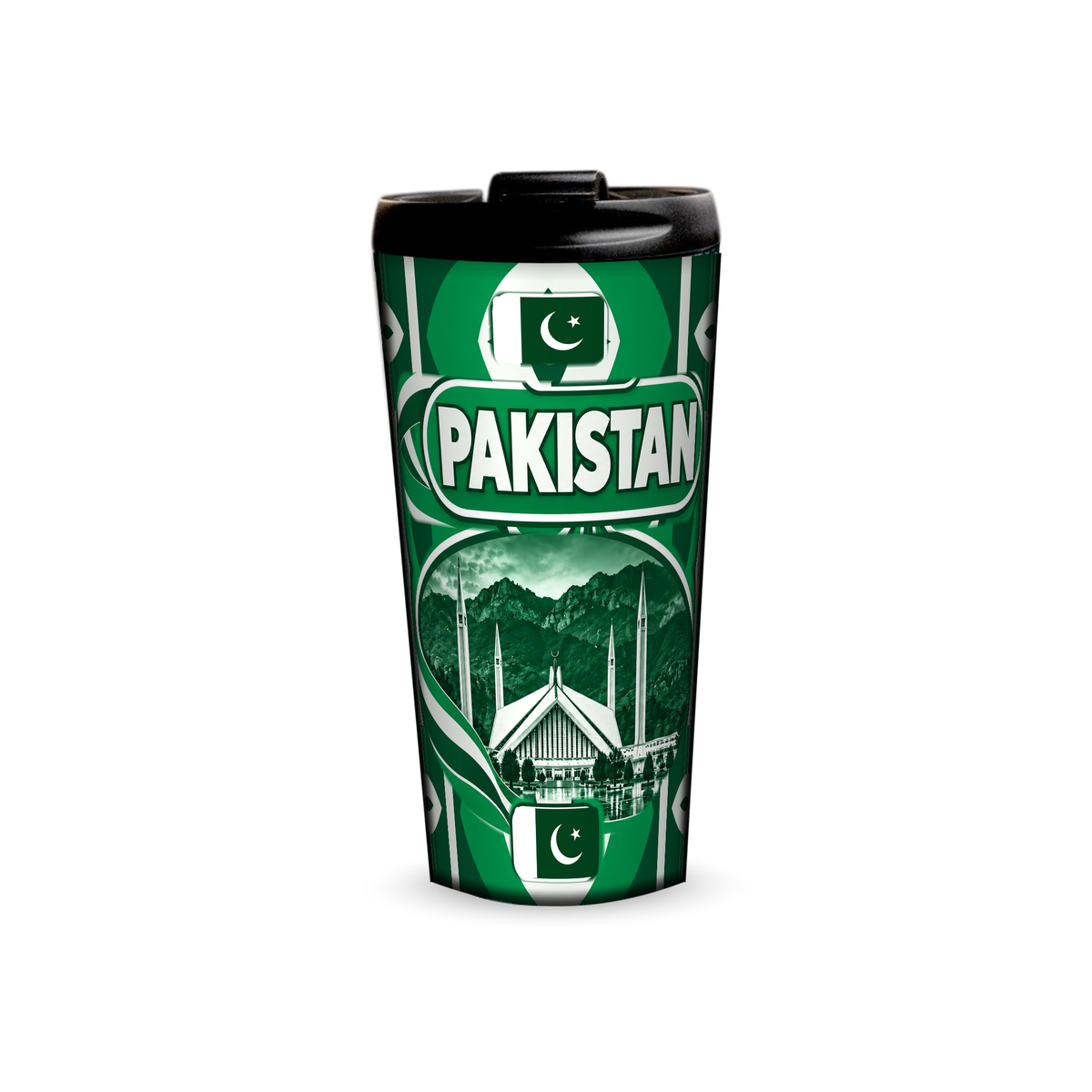 Pakistan 480ml tumbler front view with country design