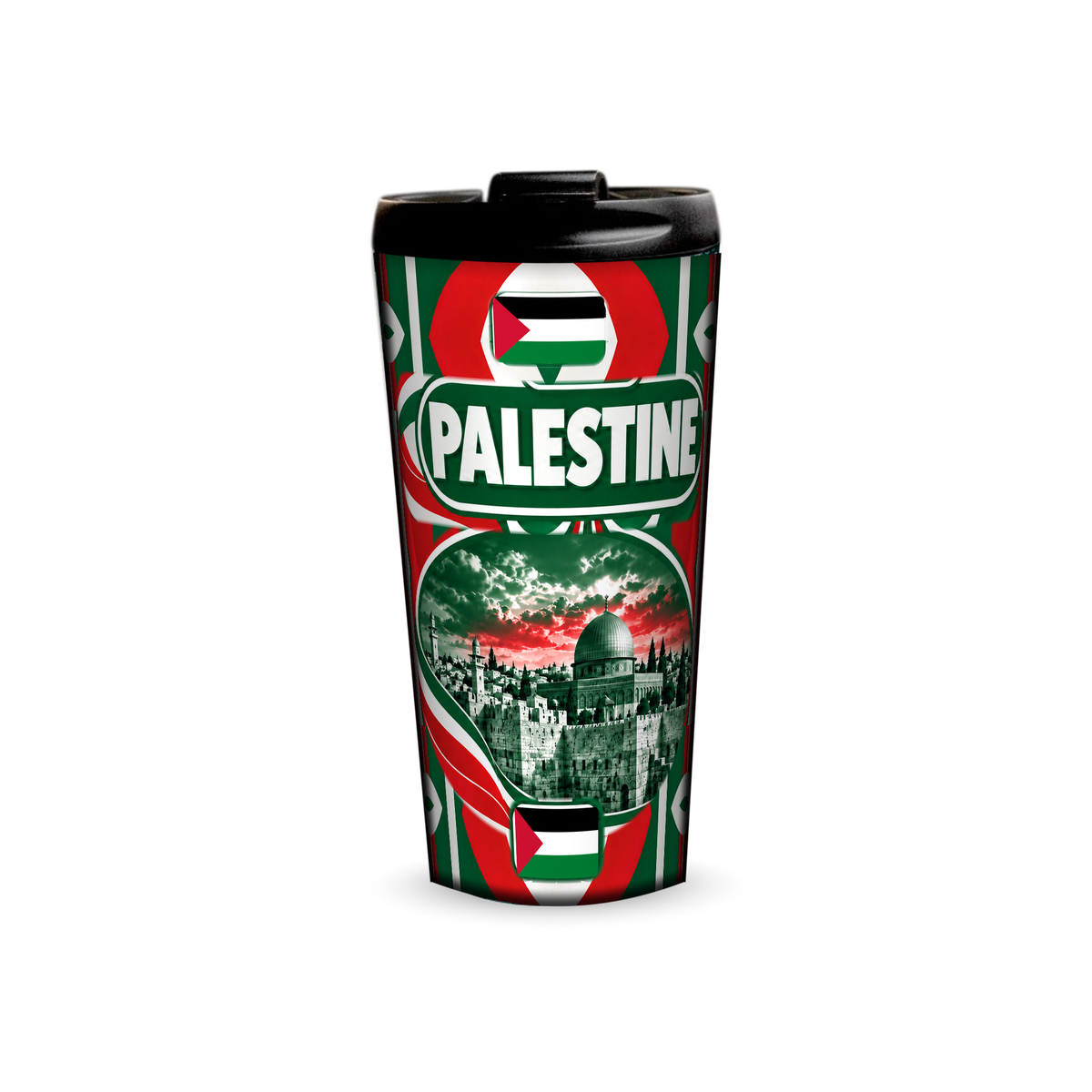 Palestine 480ml tumbler front view with country design