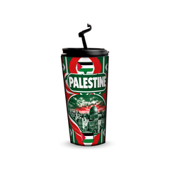 Palestine 480ml tumbler with reusable straw