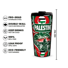 Palestine 480ml insulated tumbler features and size