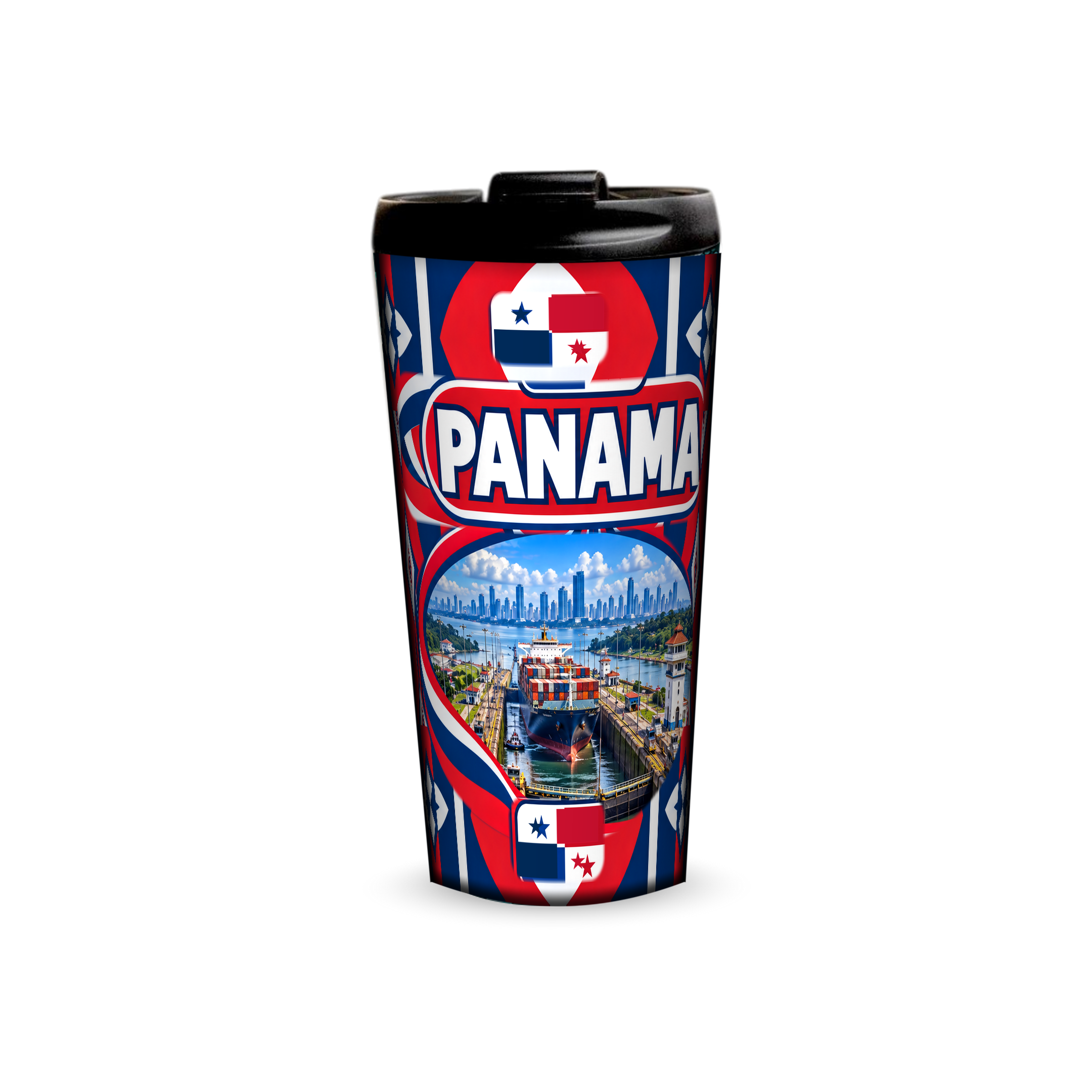 Panama 480ml tumbler front view with country design