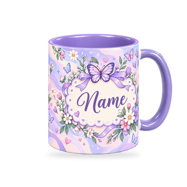 Periwinkle Butterfly Notes Teacher Mug – 320ml, right view on a transparent background