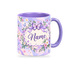 Periwinkle Butterfly Notes Teacher Mug – 320ml — right view on a transparent background