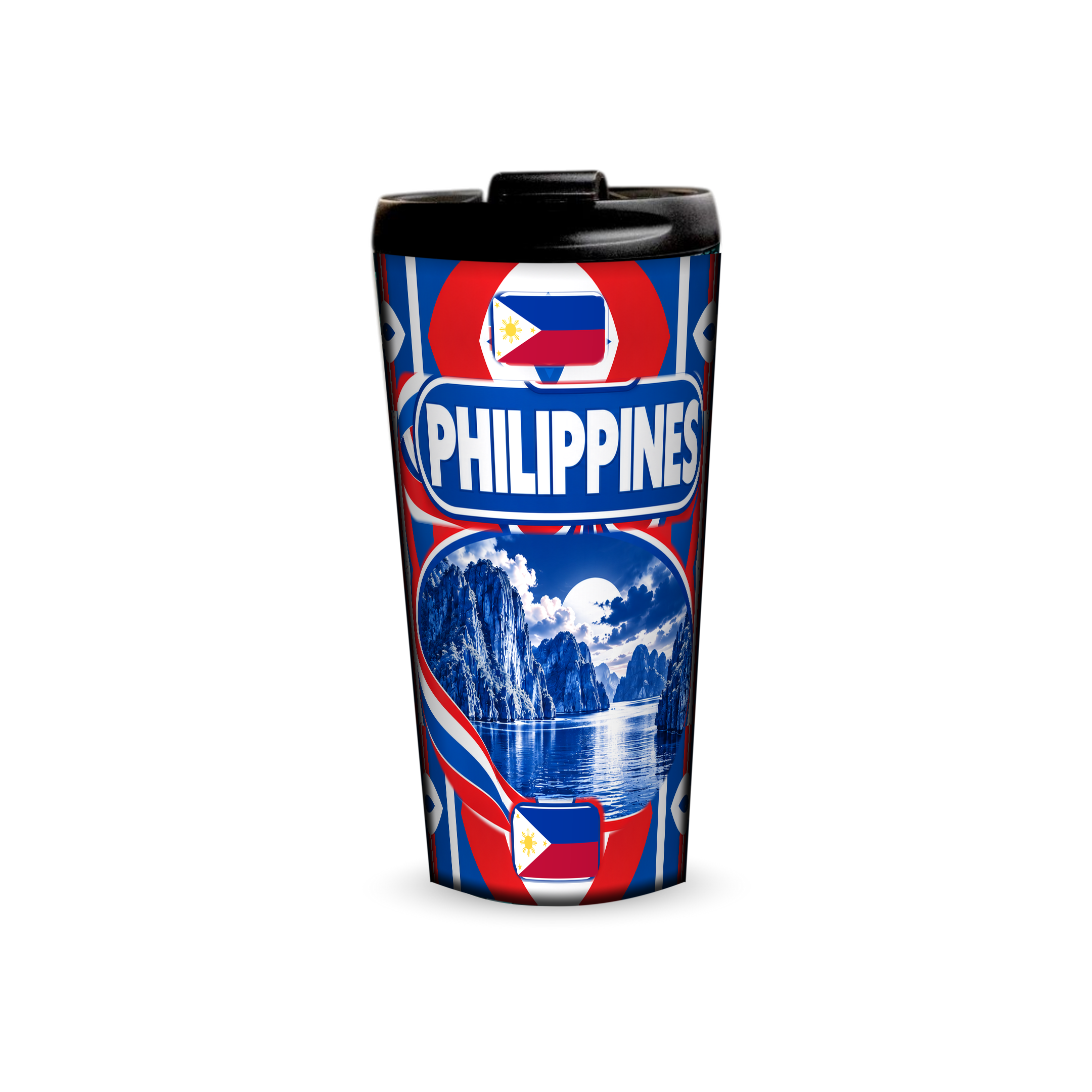Philippines 480ml tumbler front view with country design