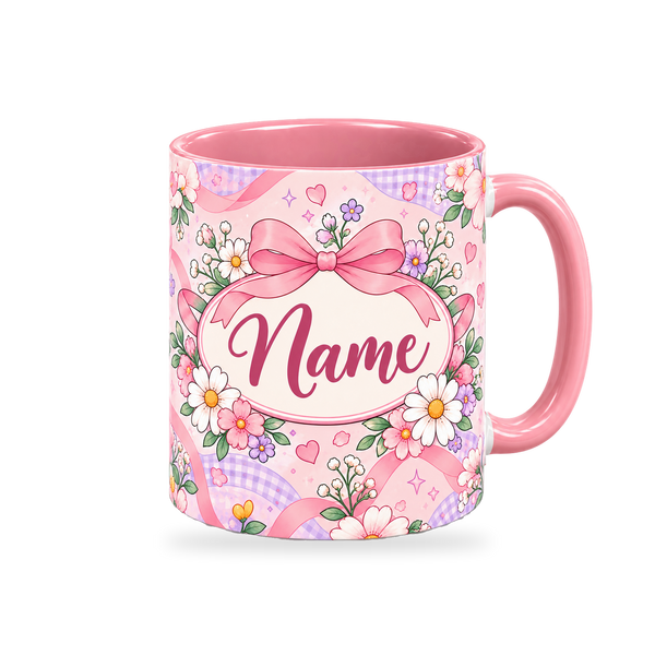 Pink Bow Academy Teacher Mug – 320ml, right view on a transparent background