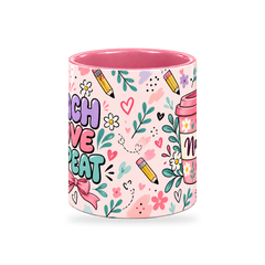 Pink Teacher Coffee Break Mug – 320ml — center view on a transparent background