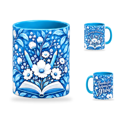 Porcelain Growth Mug – 320ml, Light Blue ceramic mug, centre-pattern of the Teacher’s Day artwork