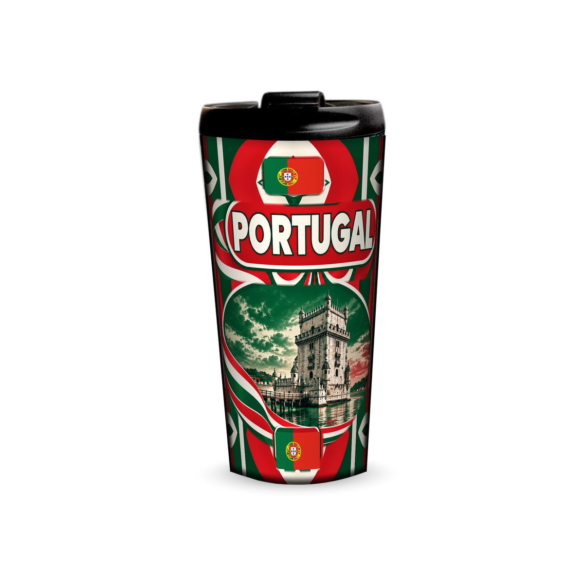 Portugal 480ml tumbler front view with country design