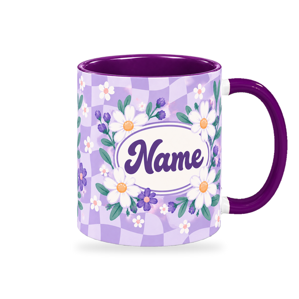 Purple Daisy Club Teacher Mug – 320ml, right view on a transparent background