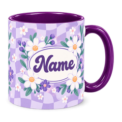 Purple Daisy Club Teacher Mug, purple – handle on the right, Name