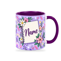 Purple Stationery Desk Teacher Mug – 320ml — right view on a transparent background