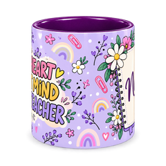 Purple Stationery Desk Teacher Mug, purple – centre view of the full-wrap pattern