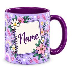 Purple Stationery Desk Teacher Mug, purple – handle on the right, Name