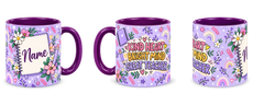 Purple Stationery Desk Teacher Mug, purple – right, left and centre views side by side