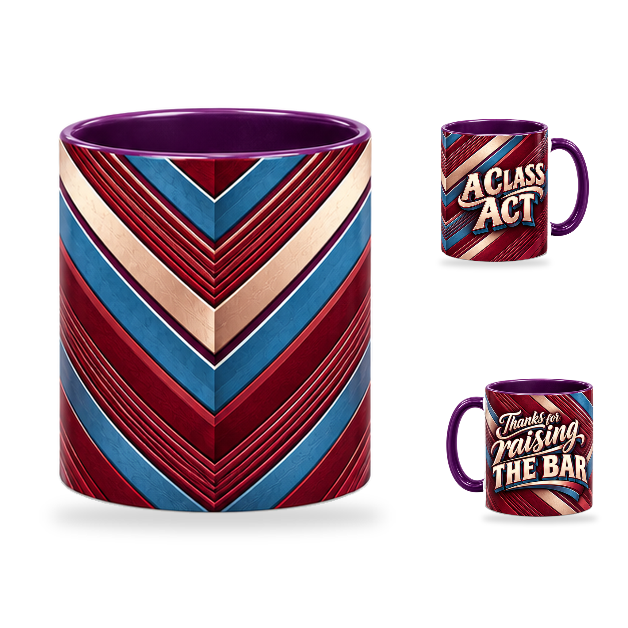 Raising The Bar Mug – 320ml, Purple ceramic mug, centre-pattern of the Teacher’s Day artwork