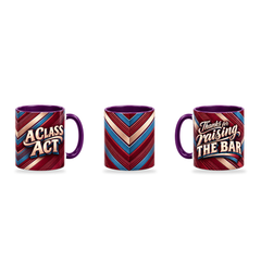 Raising The Bar Mug – 320ml, Purple ceramic mug, three-angle overview of the Teacher’s Day artwork