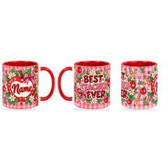Red Apple Academy Teacher Mug – 320ml — right, left and centre views together on a transparent background
