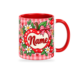 Red Apple Academy Teacher Mug – 320ml — right view on a transparent background