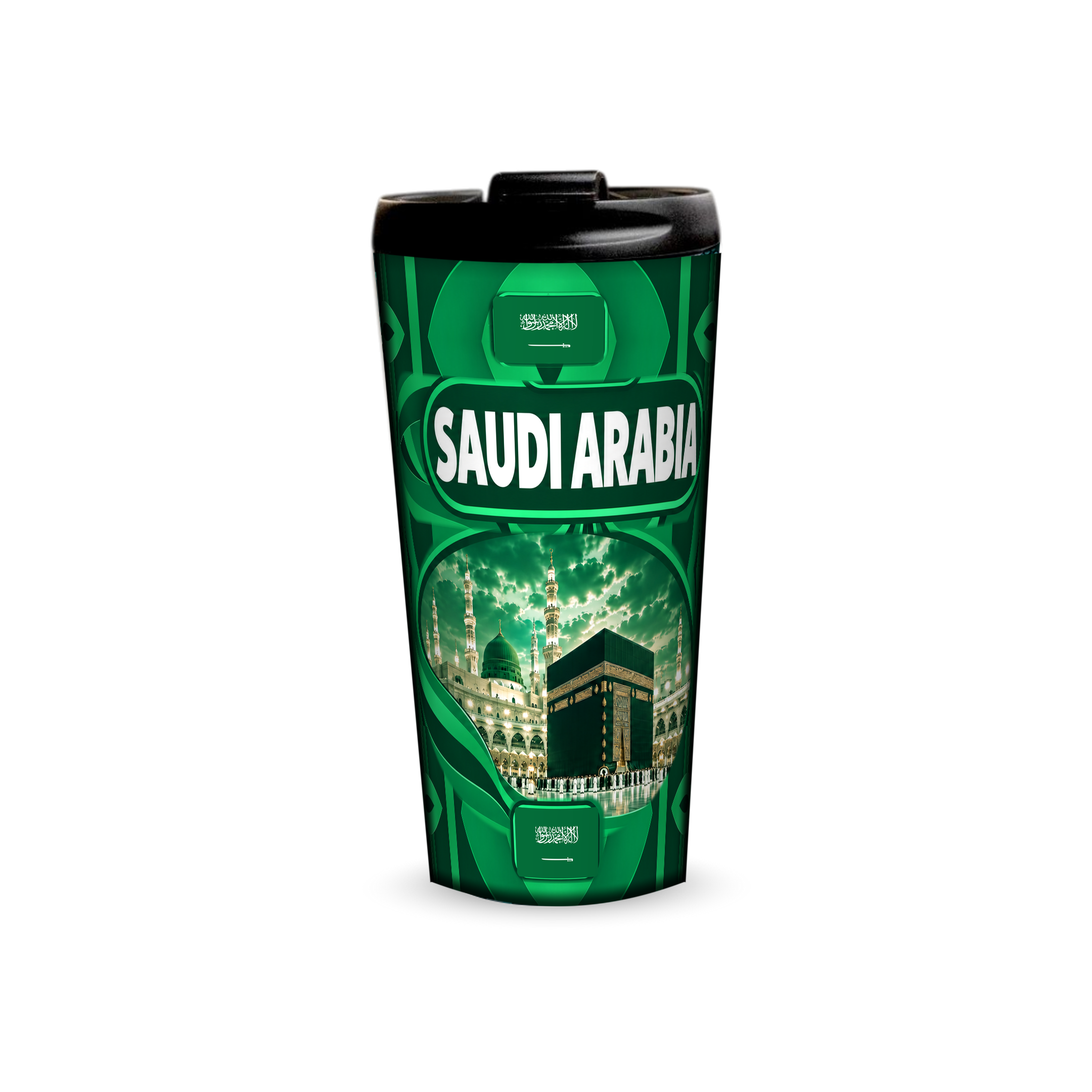 Saudi Arabia 480ml tumbler front view with country design