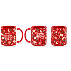 Scarlet Heart Lessons Teacher Mug – 320ml — right, left and centre views together on a transparent background